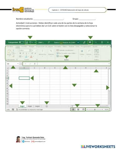 Partes de la ventana de la hoja de cálculo
