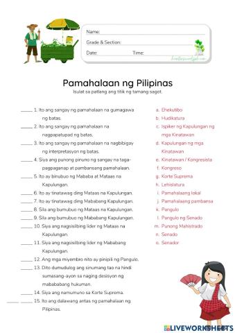 Balangkas ng Pamahalaan - HunterWoodsPH.com Worksheet