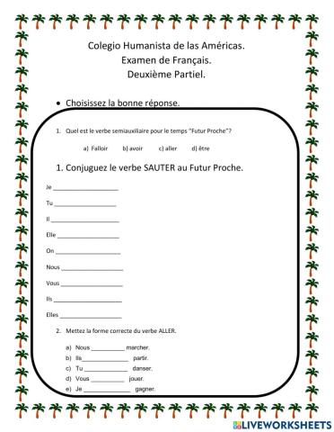  Examen de Francés 4° Segundo Trimestre