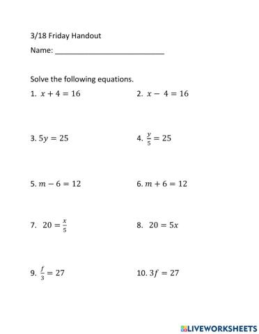 Solving Simple Types of Equations