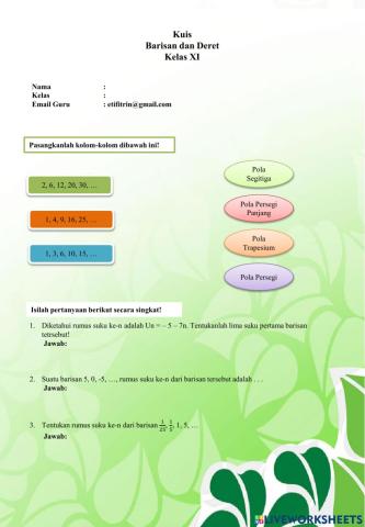 Kuis barisan dan deret kelas XI SMA