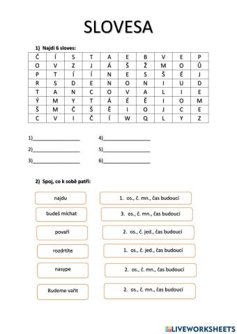 Pracovní list - Slovesa