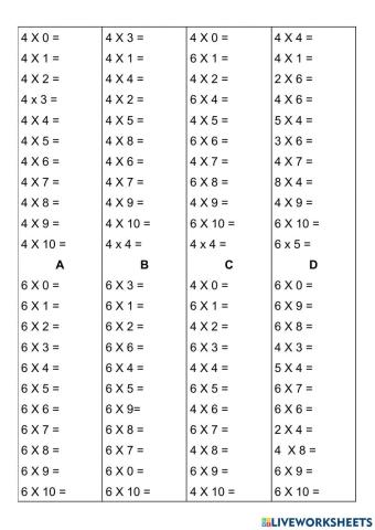 Tabelline  del 4 e del  6