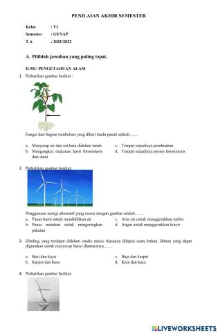 Soal ipa kelas vi