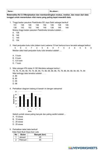 Latihan pas matematika bagian 2