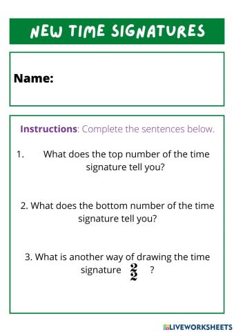 New Time Signatures Worksheey: Grade 2