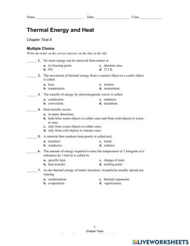 Thermal Energy and Heat