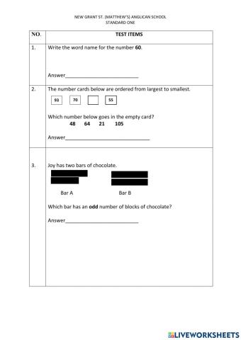 Mathematics Test