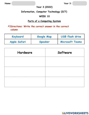 Week 10 Classwork and Revision