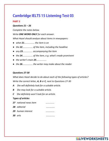 CAM 15 Test 3 section 3&4