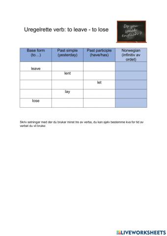 Irregular verbs to leave - to lose