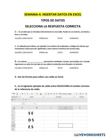 Insertar datos en excel