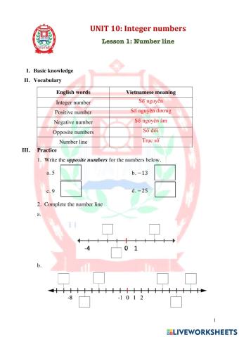 Math 5-U10L1-Number line