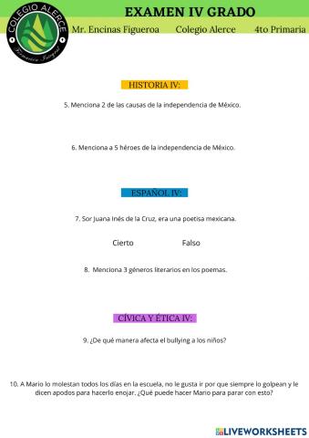 Examen iv grado parte 2