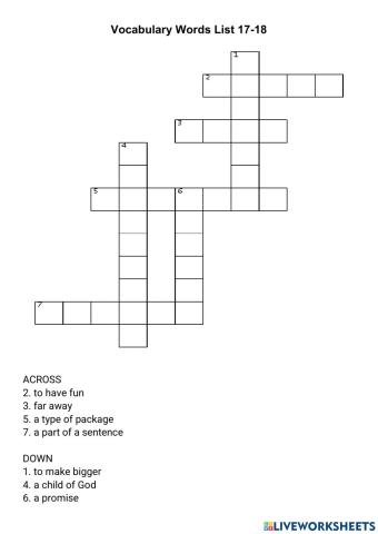 CRISSCROSS- Vocabulary 17-18