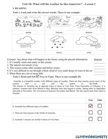 Unit 18: What will the weather be like tomorrow? – Lesson 2