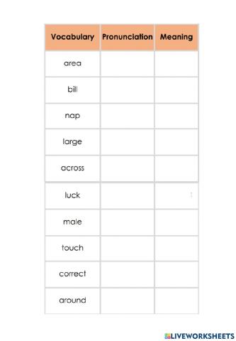 Vocabulary For Primary5