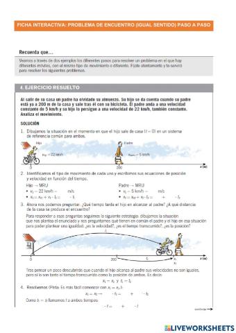 FyQ 4º ESO- Problema Cinemática ENCUENTRO (igual sentido)