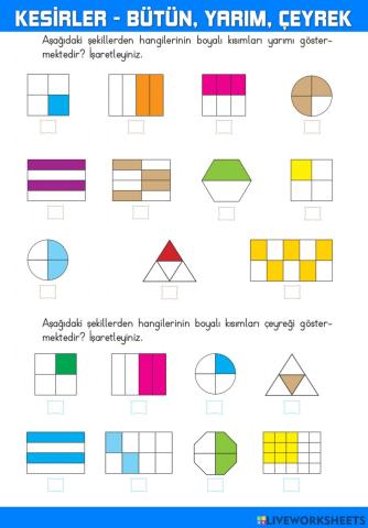 Kesirler-Bütün-Yarım-Çeyrek