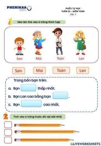 Phiếu cuối tuần Toán 25