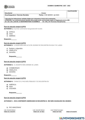 Examen quimestral