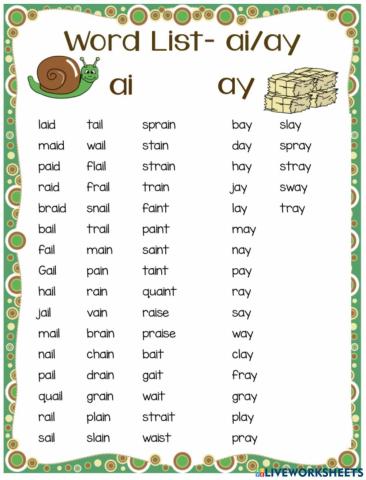 Phonics ai-ay