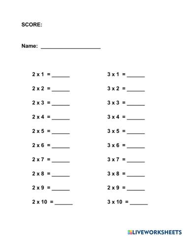 Multiplication 2's & 3's