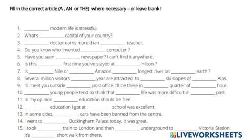 Definite and indefinite articles