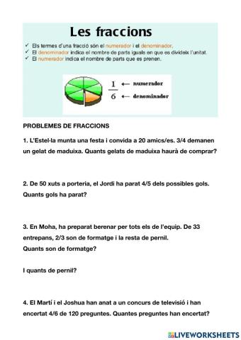 Problemes de fraccions