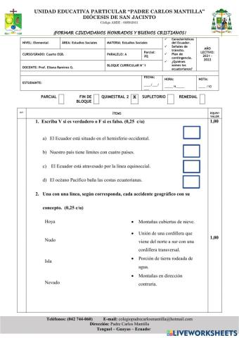 Examen quimestral - estudios