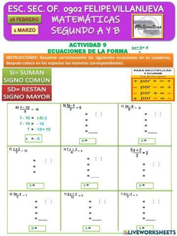 ECUACIONES DE LA FORMA (ax + b)-c - d