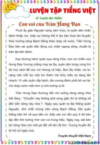 Bài tập cuối tuần 21 - TV