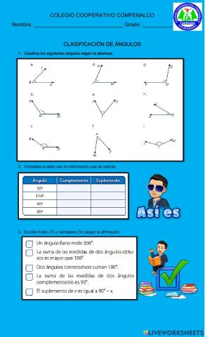 Clasificacion de los angulos