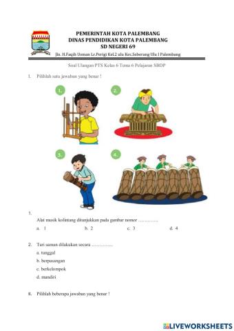 Soal PTS SBDP Tema 6