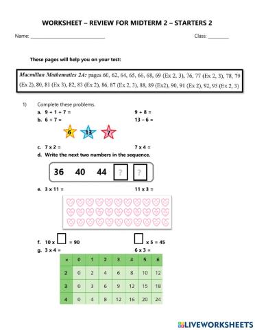 Math - review midterm 2