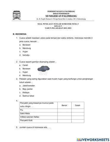 Pts tema 5 kelas 3 bahasa indonesia