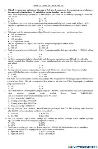 Latihan Matematika Kelas 7