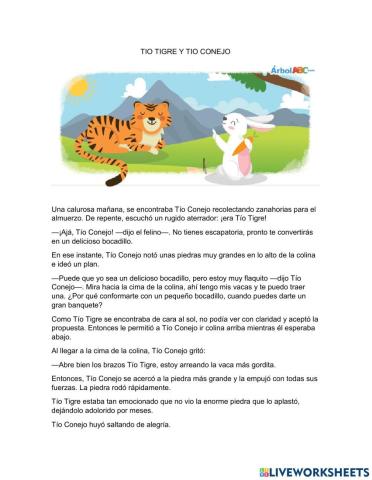 Cuento tio tigre y tio conejo