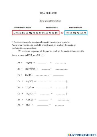 Fisa reactii substitutie