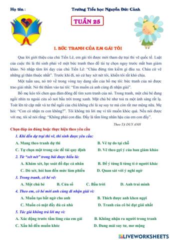 Bài kiểm tra giữa kì 2 - Bức tranh của em gái tôi.