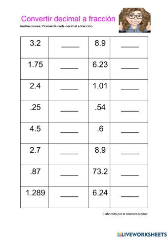 Convertir decimal a fracción