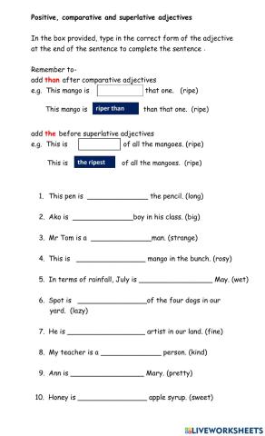 The three degrees of comparative adjectives