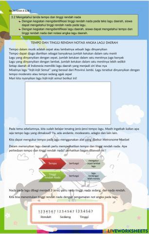 Sbdp tema 8 subtema 1 kelas 4 tempo nada lagu daerah