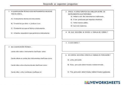 Os Instrumentos Musicais e as súas familias