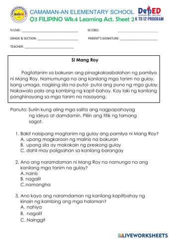 Q3 week 4 filipino las 2