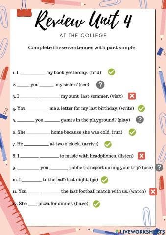 REVIEW UNIT 4  - PAST SIMPLE 