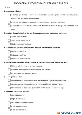 Poboación e economía en españa e europa