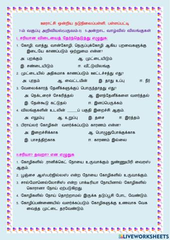 Animals in daily life(அன்றாட வாழ்வில் விலங்குகள்)