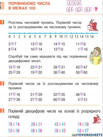 Порівнюємо числа в межах ста