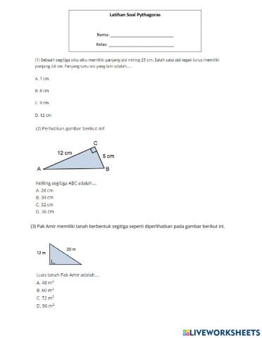 Pythagoras Questions